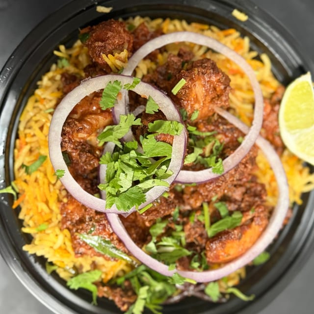 Chicken 65 (Boneless) Biryani.