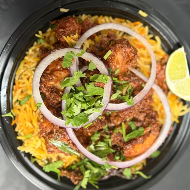 Chicken 65 (Bone-In) Biryani.