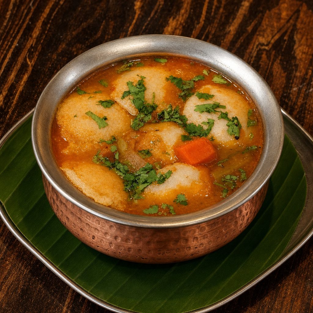 Mini Idli in Sambar.