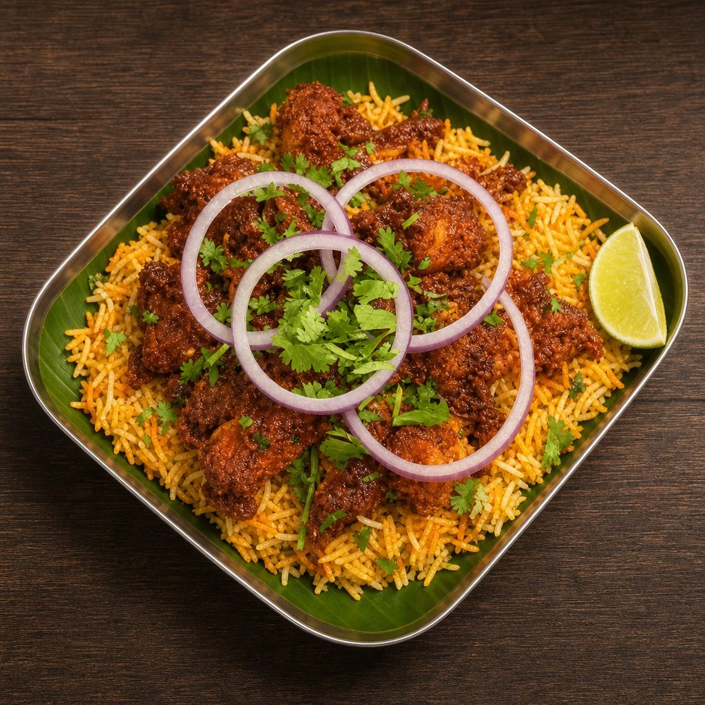 Chicken 65 (Boneless) Biryani.