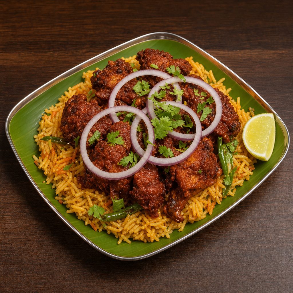 Chicken 65 (Bone-In) Biryani.