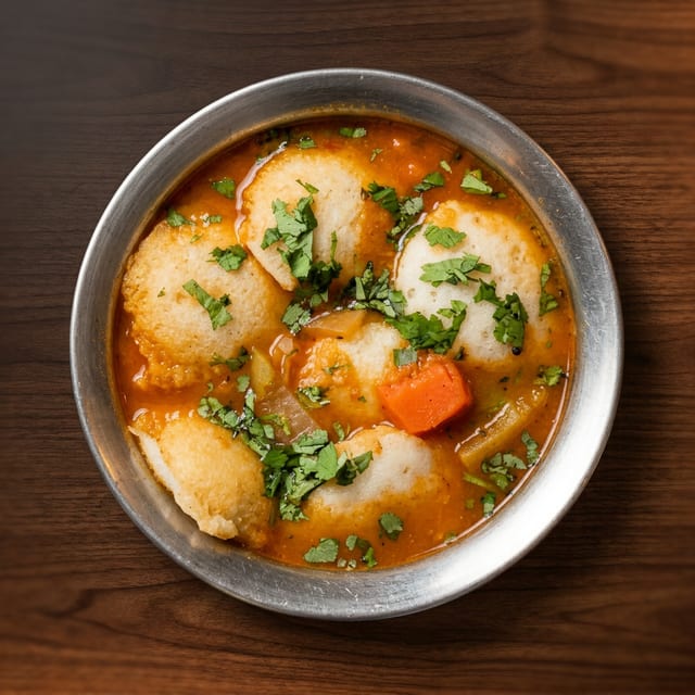 Mini Idli in Sambar.